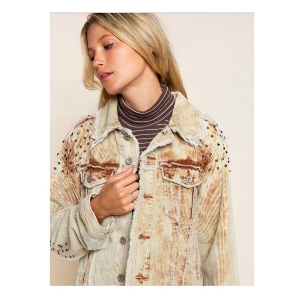 𝅺CORDUROY Relaxed Fit Studded Jacket - Picture 3 of 15